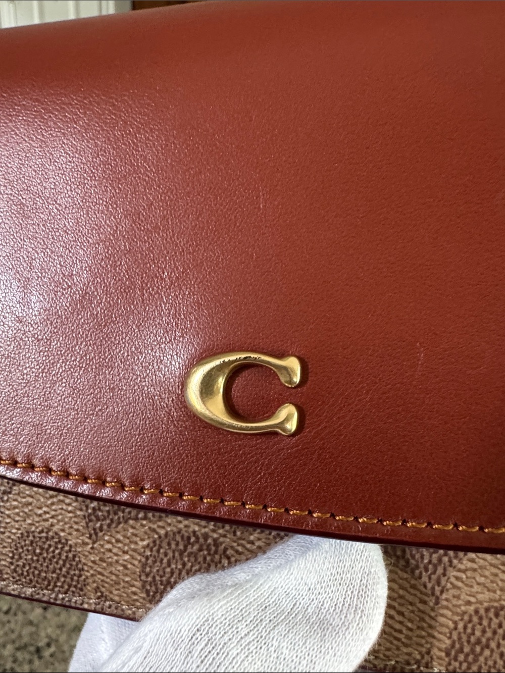 😘Coach Brown Leather & Signature Canvas Crossbody No C5362 - Picture 4 of 14